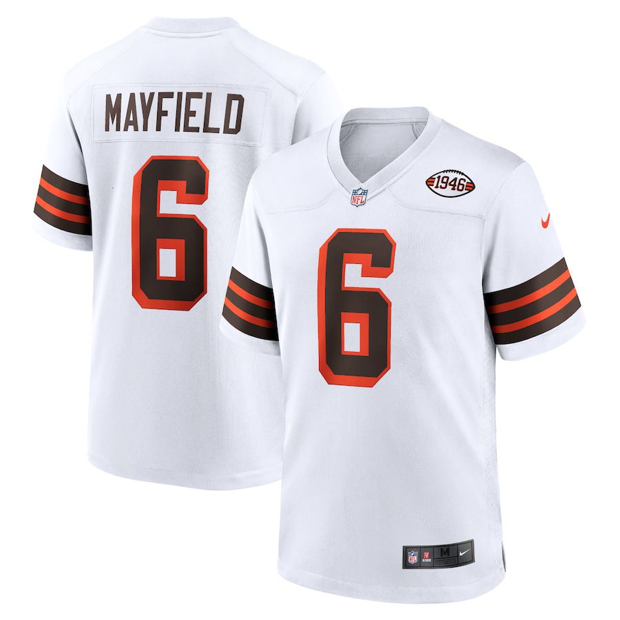 Men Cleveland Browns 6 Baker Mayfield Nike White 1946 Collection Alternate Game NFL Jersey